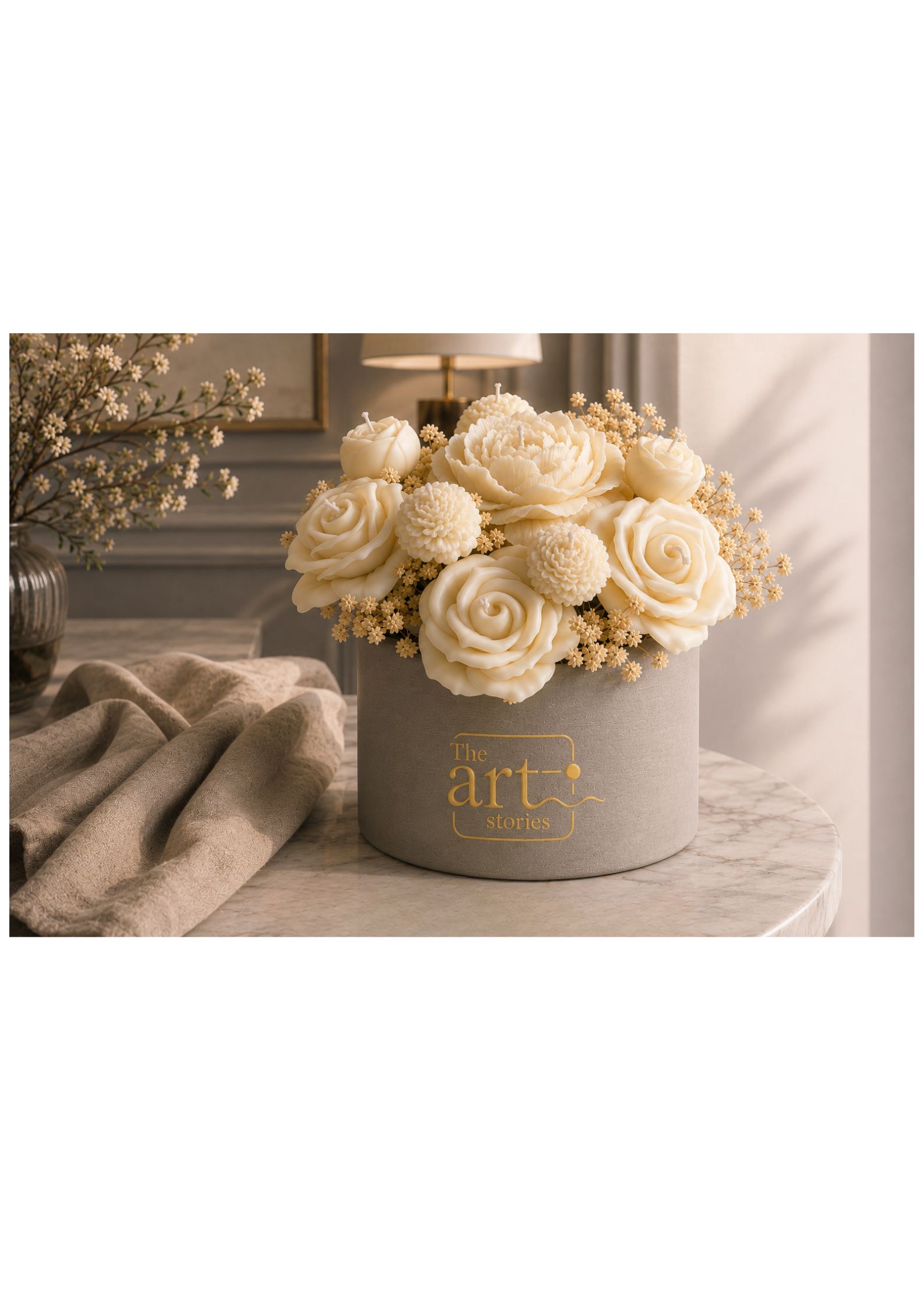 The Art Stories — signature candle bouquet in a sunlit home